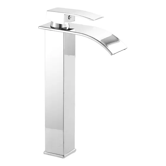 Grifo Mezclador De Agua Monomando Alto Para Lavabo Baño Acabado Brillante Color Plateado