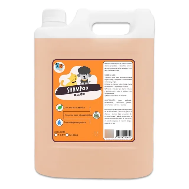 Shampoo De Matico Orgánico 5 Litros Mascotas - Perros 