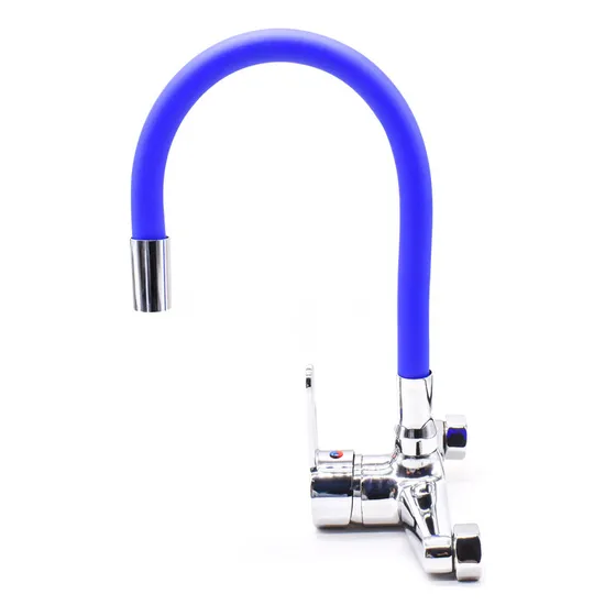 Grifo Monocomando Flexible Cocina Mesada Pared 15cm Azul