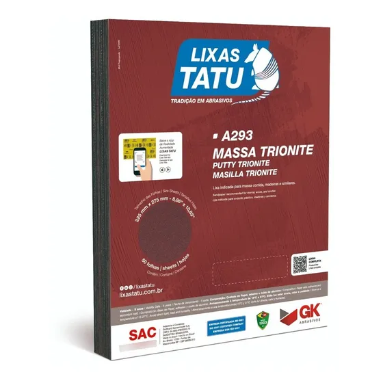 Lixa De Massa Parede Com 50 Unidades P60 P80 P100 P120