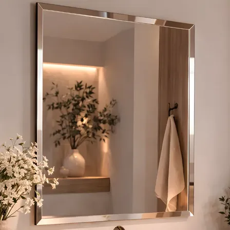 Espelho Mirano Paris 80x60cm Bisote Design Lapidado Moderno Suporte