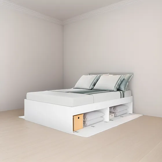 Cama 1 Plaza Y Media Baul 4 Puertas Parrilla De Madera Box
