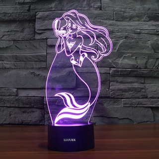 Lámpara De Escritorio Óptica 3d De Sirenita Luz Nocturna Led Lámpara De Escritorio Óptica 3d De Sirenita Luz Nocturna Led