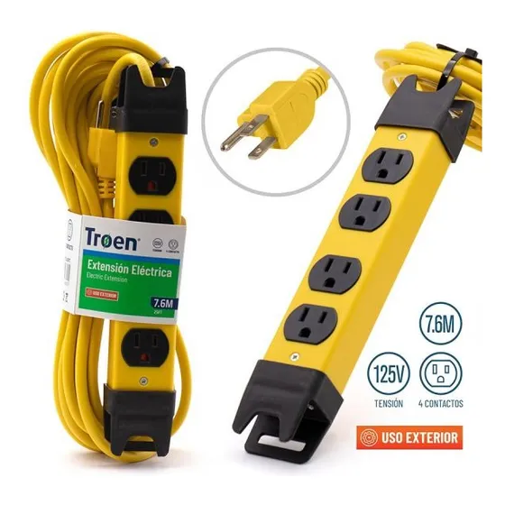 Extension Electrica 125v 7.6 Metros Troen