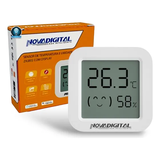 Sensor De Temperatura E Umidade Zigbee Sem Fio Com Display