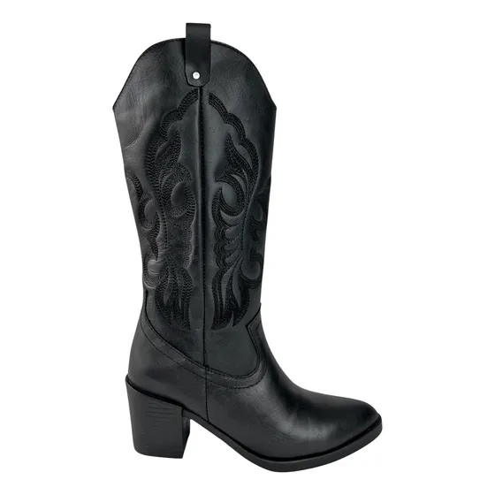 Botas Texanas Vaqueras Caña Media En Cuero Mujer Moda