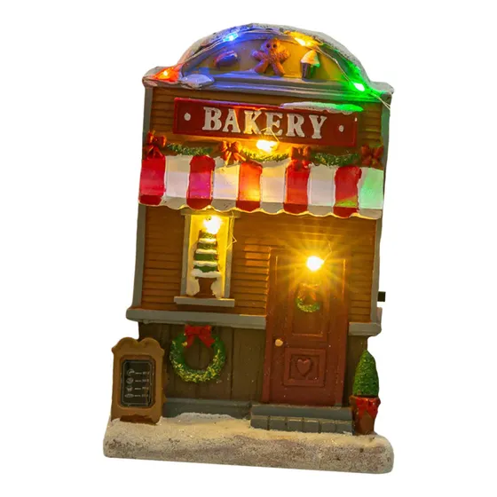 Centro De Mesa De Estatuilla De Casa De Pueblo De Navidad