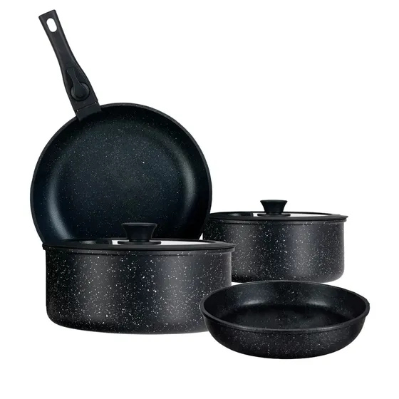 Juego De Bateria Con Mango Desmontable Baum Sartenes Ollas - Color Negro | Cuotas sin interés