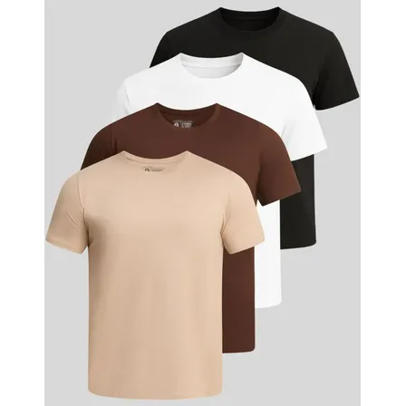 Kit 4 Camiseta Lisa Basica Masculina 100% Algodão Respiravel