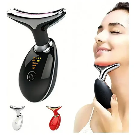 Massageador Facial Lifting De Pescoço E Rosto Led Vibração Fototerapia Para Vibração Levanta Pele Beleza Preto 5v