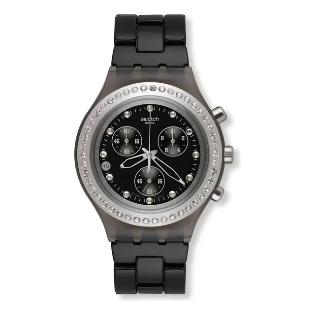 Reloj Swatch Mujer Full-blooded Stoneheart Silver Svcm4009ag Color De La Malla Negro