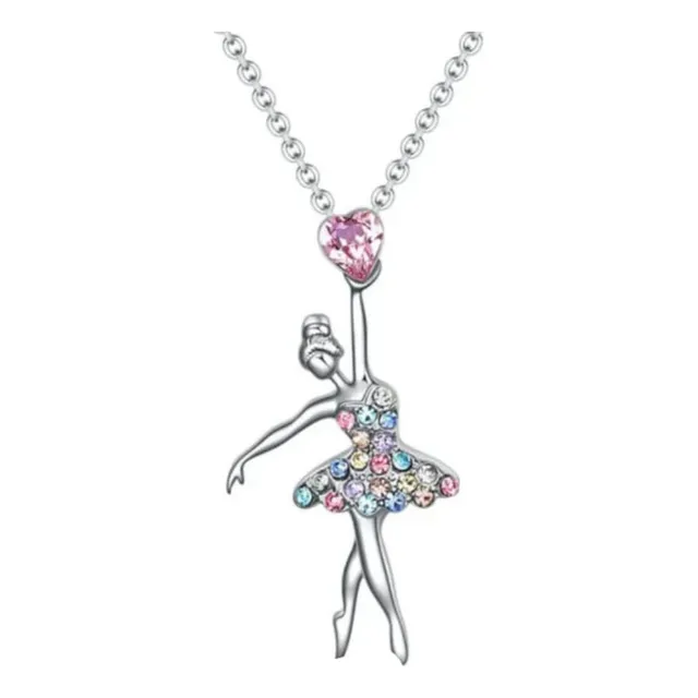 Collar En F Colgante Dije Bailarina Ballet Circones Cristale