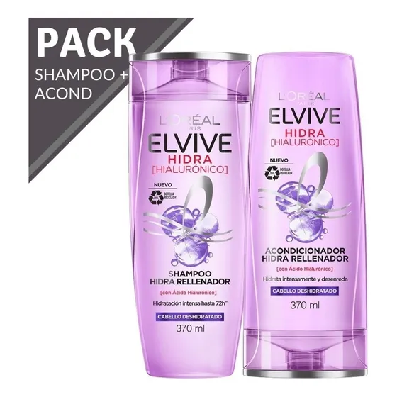 Shampoo L'Oréal Paris Elvive Hidra Hialurônico de si en botella por 2 packs de 740mL