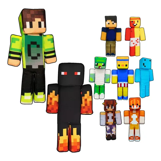 Boneco Minecraft Cadres Athos Xinglau Pelucia Kit C/2