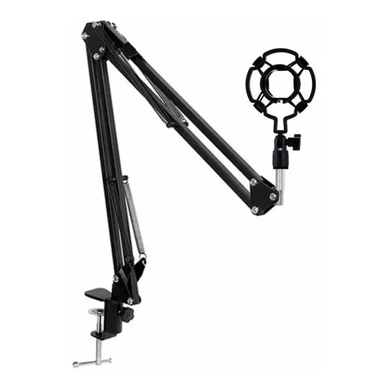 Suporte Pedestal Braço Articulado P/microfone + Aranha Shock