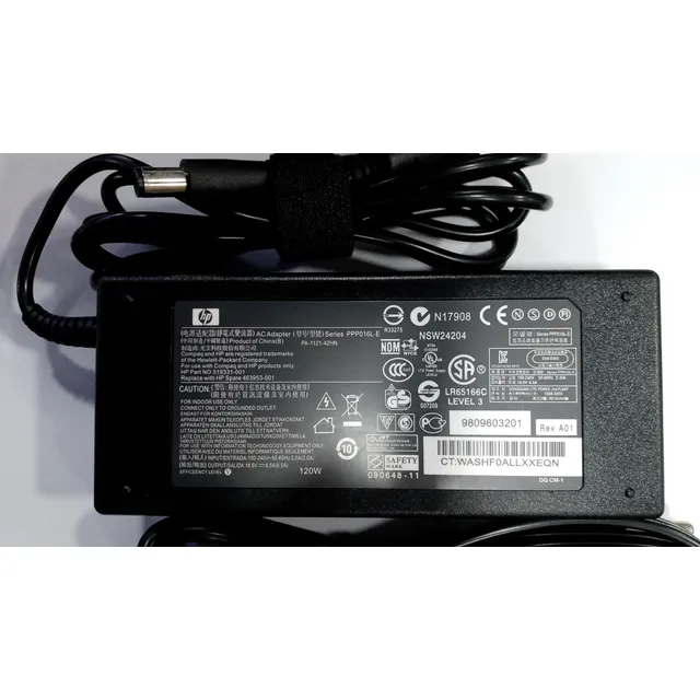 Cargador Hp 120w Pn 519331-001 Laptop 18.5v 6.5a Pl 7.4*5.0 Negro