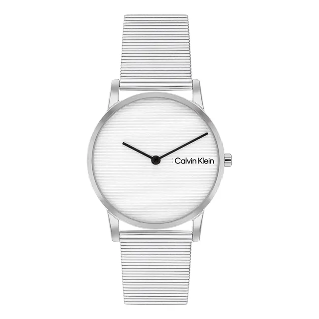 Reloj Mujer Calvin Klein 25100033 Feel Correa Plateado Bisel Plateado Fondo Plateado
