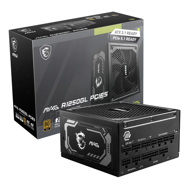 Fuente De Alimentación Msi Mag 1250gl Pcie 5 Gaming 1250w 80