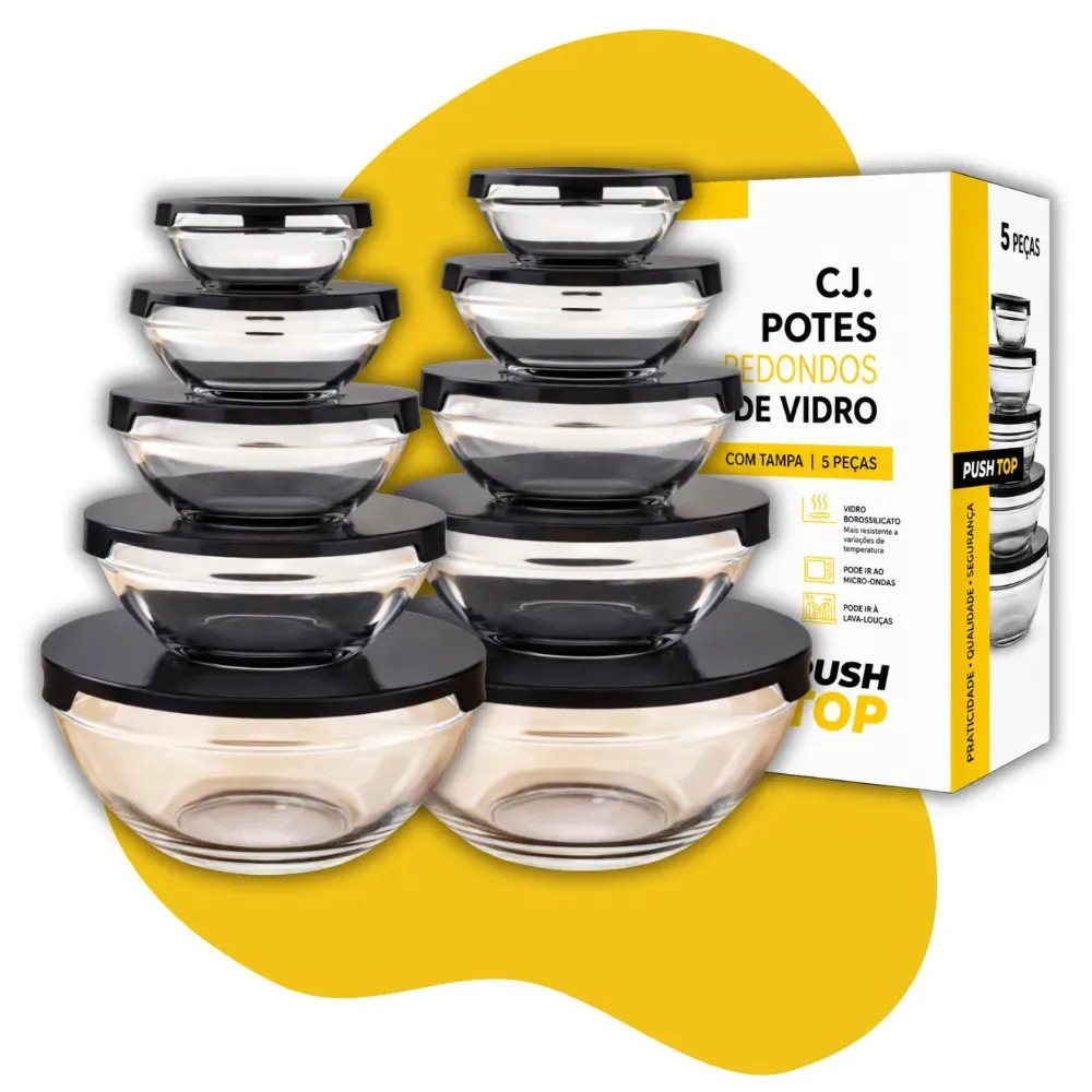 Conjunto potes vidro organizadores multiuso