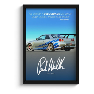 Quadro Paul Walker Velozes E Furiosos C/ Moldura E Vidro A4 Quadro Paul Walker Velozes E Furiosos C/ Moldura E Vidro A4
