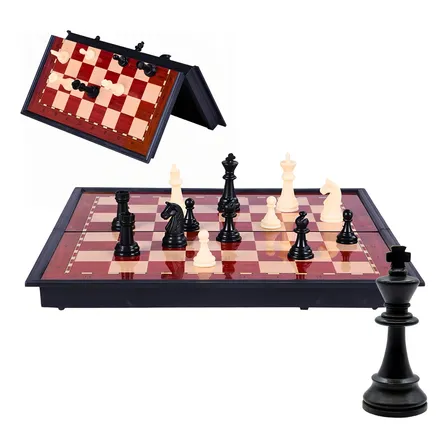 Jogo De Xadrez Tabuleiro Dobrável Magnético Portátil 32 Peça