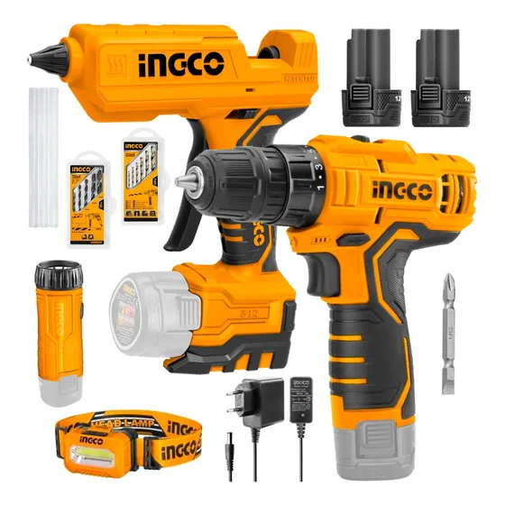 Taladro Atornillador 12v Pistola Silicona Linterna Ingco Pro