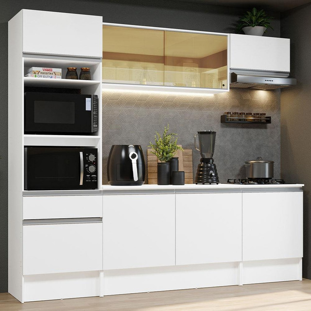 Armário De Cozinha Completa Modulada Diamante Madesa Com Armário Torre E Balcão Com Tampo ... Armário De Cozinha Completa Modulada Diamante Madesa Com Armário Torre E Balcão Com Tampo ...