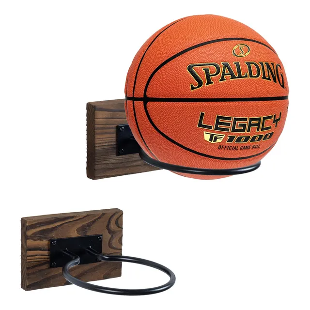 Soporte Para Pelotas De Madera Y Metal Juego De 2 Para Pared