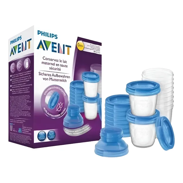 Set De 10 Vasos Para Leche Materna Avent - Antigoteo Scf618