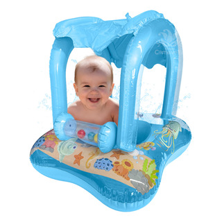 Salvavidas Inflable Infantil Azul Con Techo Para Bebé Acuati Salvavidas Inflable Infantil Azul Con Techo Para Bebé Acuati