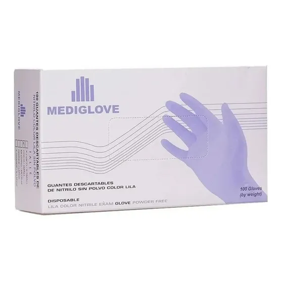 Guantes De Nitrilo Mediglove Color Lavanda/lila X 100u Talle S Unidades Por Envase 100