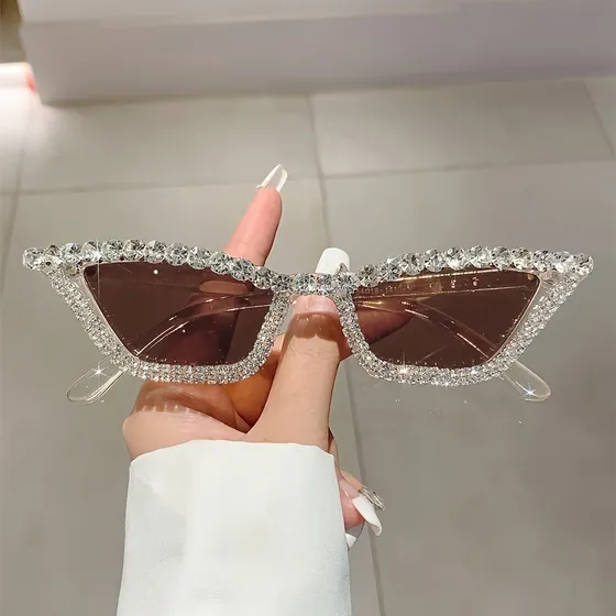 Óculos Gatinho Com Acessórios De Strass