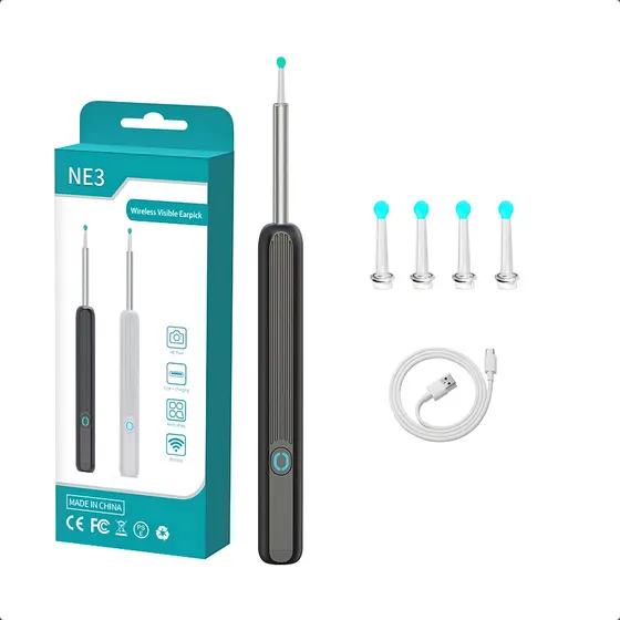 Limpia Oídos Cámara Inteligente Extractor de Cera Endoscopio color Negro NE3