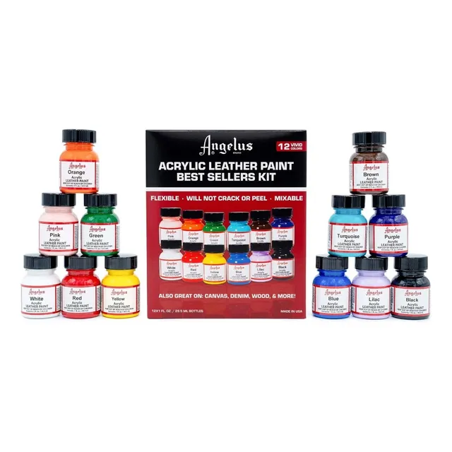 Kit 12 Pinturas Acrilicas Mas Vendidas Cuero Tenis Angelus