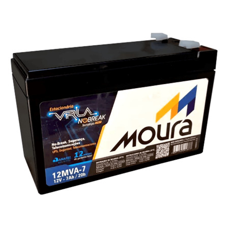 Bateria Moura 7ah 12v - No Break Cerca Elétrica Alarmes Bateria Moura 7ah 12v - No Break Cerca Elétrica Alarmes