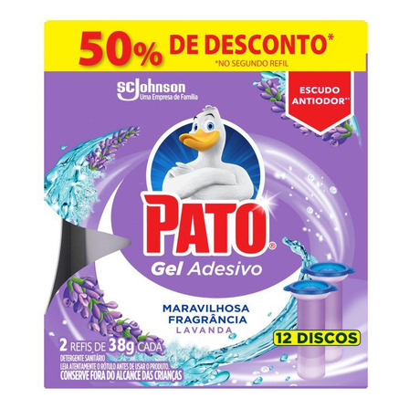 Detergente Sanitário Gel Adesivo Lavanda Pato 38g Cada 2 Unidades Grátis 50% De Desconto No Segundo Refil Detergente Sanitário Gel Adesivo Lavanda Pato 38g Cada 2 Unidades Grátis 50% De Desconto No Segundo Refil