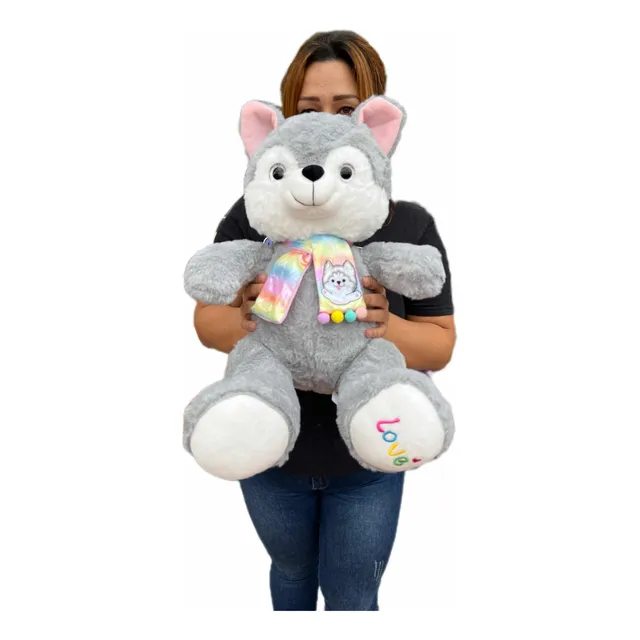 Perro De Peluche Husky Siberiano Importado 50cm +3 Globos