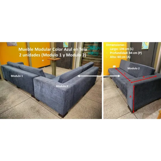Mueble Modular Color Azul - 2 Cuerpos - Usado 