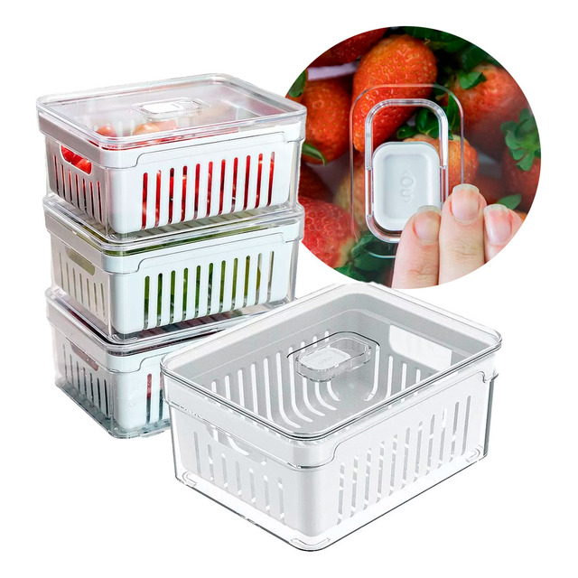Kit 4 Pote Hermetico Acrilico 2,5l Trava Porta Salada Legume Kit 4 Pote Hermetico Acrilico 2,5l Trava Porta Salada Legume