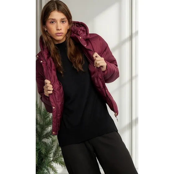 Campera Mujer Inflada Camperon Con Capucha Rollito Nueva