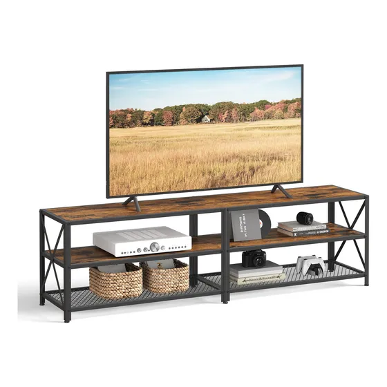 Mueble De Tv Vasagle Para Televisores De Hasta 75 Pulgadas Color Marrón Rústico Negro