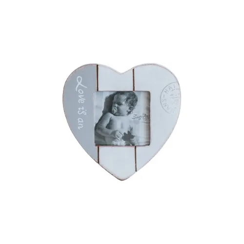 Set X6 Portarretratos Pared Madera Corazon 7,5x7,5cm