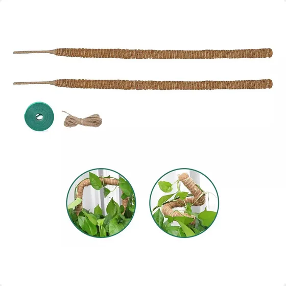 2 Palos Tutor Musgo Flexible Para Plantas 100cm / Fibra Coco