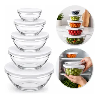 Kit Potes De Vidro Organizadores Tigelas Com Tampa Alimentos Branco