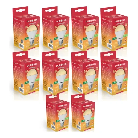 Kit 10 Lâmpada Led 15w Amarela Quente Bulbo 3000k Ourolux 127/220v Branco-quente
