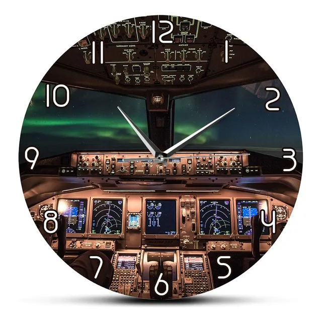 Aircraft Cockpit Reloj Pared Impresion Acrilica 12  Control