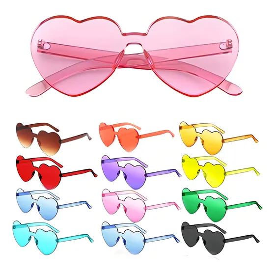 ¡ Gafas Fashion Party De Corazón Sol Rimless Moda Colores !! Color de la lente Rosado Color de la varilla Multicolor Color del armazón Multicolor