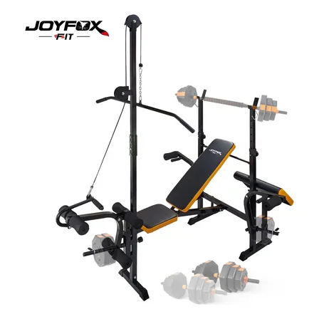 Banco De Supino Regulável Cavalete Apoios Academia Com Torre Joyfox Fit Cor Laranja