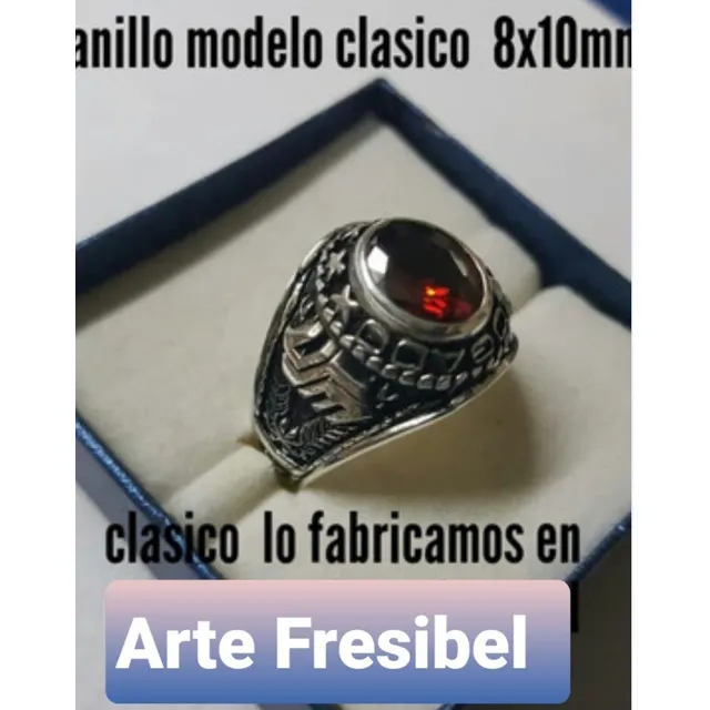 Anillo Grado 8x10 Clásico Abogado. Plata Ley 950