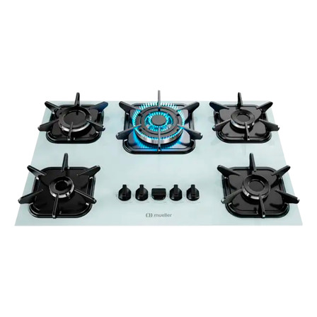 Cooktop Mueller 5 Bocas Branco Triplachama Mesa Vidro-bivolt Cooktop Mueller 5 Bocas Branco Triplachama Mesa Vidro-bivolt